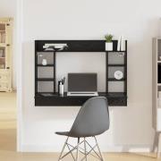 vidaXL Väggmonterat skrivbord med hylla Svart ek 105 x 48 x 75 cm