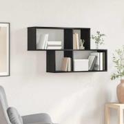 vidaXL Vägghylla med hylla Svart ek 100 x 20 x 53 cm Konstruerat trä