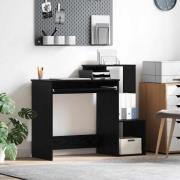 vidaXL Skrivbord med låda Svart Ek 106 x 41 x 88.5 cm Konstruerat trä