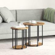 vidaXL Sidobordsset 2 pcs Rökt ek och svart 50 x 50 x 50.5 cm