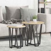 vidaXL Sidobordsset 2 pcs Sonoma ek och svart 50 x 50 x 50.5 cm