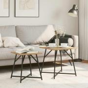 vidaXL Sidobordsset 2 pcs Artisan Ek och Svart 50 x 50 x 50 cm