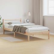 vidaXL Sängram med huvudgavel Brun 215,5 x 105,5 x 69,5 cm Massiv furu