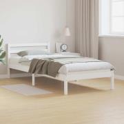 vidaXL Sängram med huvudgavel Vit 215,5 x 105,5 x 69,5 cm Massiv furu