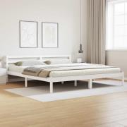 vidaXL Sängram med huvudgavel Vit 225,5 x 185,5 x 69,5 cm Massiv furu