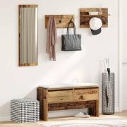 vidaXL Hallmöbelset med låda 4 pcs Gammalt trä Konstruerat trä