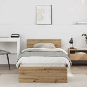 vidaXL Sängram med huvudgavel Artisan Ek 90 x 200 cm Konstruerat trä
