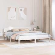 vidaXL Sängram med huvudgavel Vit 180 x 200 cm Massiv furu