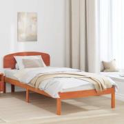 vidaXL Sängram med huvudgavel Vaxbrun 100 x 200 cm Massiv furu