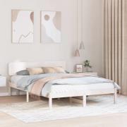vidaXL Sängram med huvudgavel Vit 160 x 200 cm Massiv furu
