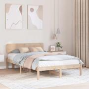 vidaXL Sängram med huvudgavel Naturfärg 135 x 190 cm Massiv furu