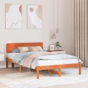 vidaXL Sängram med huvudgavel Vaxbrun 120 x 190 cm Massiv furu
