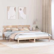 vidaXL Sängram med huvudgavel Brun 180 x 200 cm Massivt tallträ