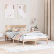 vidaXL Sängram med huvudgavel Brun 140 x 190 cm Massivt tallträ