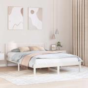 vidaXL Sängram Vit 150 x 200 cm Massivt tallträ