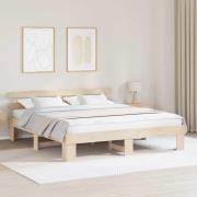 vidaXL Sängram med huvudgavel Naturfärg 200 x 200 cm Massiv furu