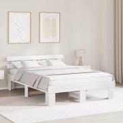 vidaXL Sängram med huvudgavel Vit 150 x 200 cm Massiv furu