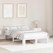 vidaXL Sängram med huvudgavel Vit 140 x 190 cm Massiv furu