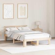 vidaXL Sängram med huvudgavel Naturfärg 120 x 190 cm Massiv furu
