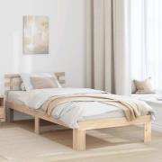 vidaXL Sängram med huvudgavel Naturfärg 75 x 190 cm Massiv furu
