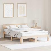 vidaXL Sängram med huvudgavel Naturfärg 150 x 200 cm Massiv furu