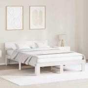 vidaXL Sängram med huvudgavel Vit 140 x 200 cm Massiv furu