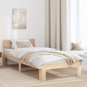 vidaXL Sängram med huvudgavel Naturfärg 80 x 200 cm Massiv furu