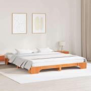 vidaXL Sängram Vaxbrun 180 x 200 cm Massiv furu