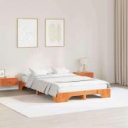 vidaXL Sängram Vaxbrun 140 x 190 cm Massiv furu