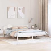 vidaXL Sängram med huvudgavel Vit 200 x 200 cm Massiv furu