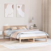 vidaXL Sängram med huvudgavel Naturfärg 160 x 200 cm Massiv furu