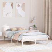 vidaXL Sängram med huvudgavel Vit 120 x 200 cm Massiv furu