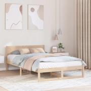 vidaXL Sängram med huvudgavel Naturfärg 135 x 190 cm Massiv furu