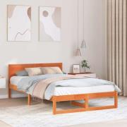 vidaXL Sängram med huvudgavel Vaxbrun 120 x 190 cm Massiv furu