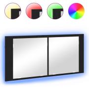 vidaXL LED Spegel Skåp Svart ek 100 x 12 x 45 cm Konstruerat trä