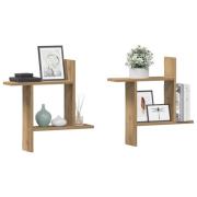 vidaXL Vägghyllor 2 st ek 50x12x50 cm konstruerat trä