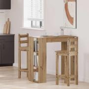 vidaXL Barbord med hyllor artisan ek 102x50x103,5 cm konstruerat trä