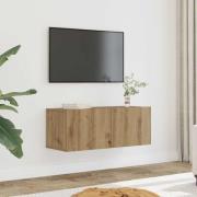 vidaXL Väggmonterad tv-bänk 2 st ek 80x30x30 cm