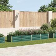 vidaXL Odlingslåda upphöjd galvaniserat stål 320x80x45 cm grön