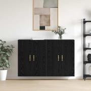 vidaXL Väggmonterade Skåp 2 pcs Svart ek 69.5 x 34 x 90 cm