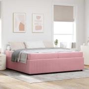 vidaXL Sängram med madrass Rosa 200 x 200 cm tyg