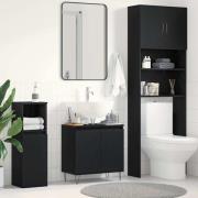 vidaXL Sink Cabinet med dörr Svart Ek 58 x 33 x 60 cm Konstruerat trä