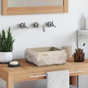 vidaXL Handfat gräddvit 30x30x13 cm marmor