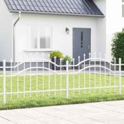 vidaXL Trädgårdsstängsel Vit 115 cm Pulverlackerad stål