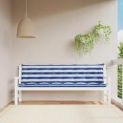 vidaXL Bänkdynor 2 st blå&vit randig 200x50x7 cm tyg
