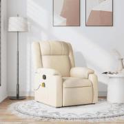 vidaXL Massagefåtölj gräddvit tyg
