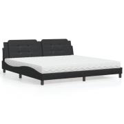 vidaXL Bed with Mattress "Zadar" Black 200x200 cm Faux Leather