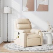vidaXL Massagefåtölj gräddvit tyg