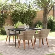 vidaXL Matgrupp 5 pcs Ljusgrå Poly rattan
