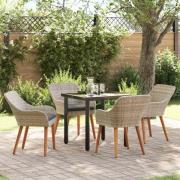 vidaXL Matgrupp 5 pcs Ljusgrå Poly rattan